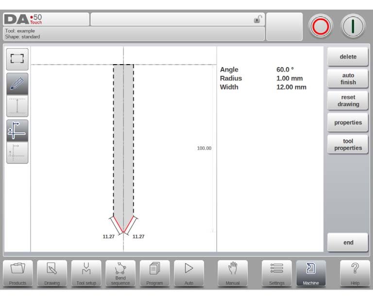 DELEM DA58T CNC press brake installation(Tool configuration) - II - Pictures 12 DA58T Drawing a Standard punch