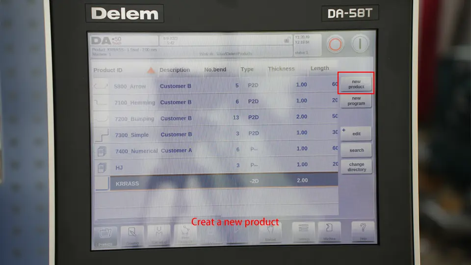 DELEM DA58T CNC Press Brake (Bending Operation Manual) – IV - Pictures 8 1. Creat a new product