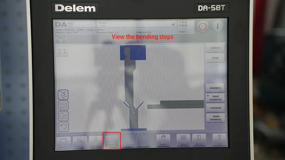 DELEM DA58T CNC Press Brake (Bending Operation Manual) – IV - Pictures 12 5. View the bending steps