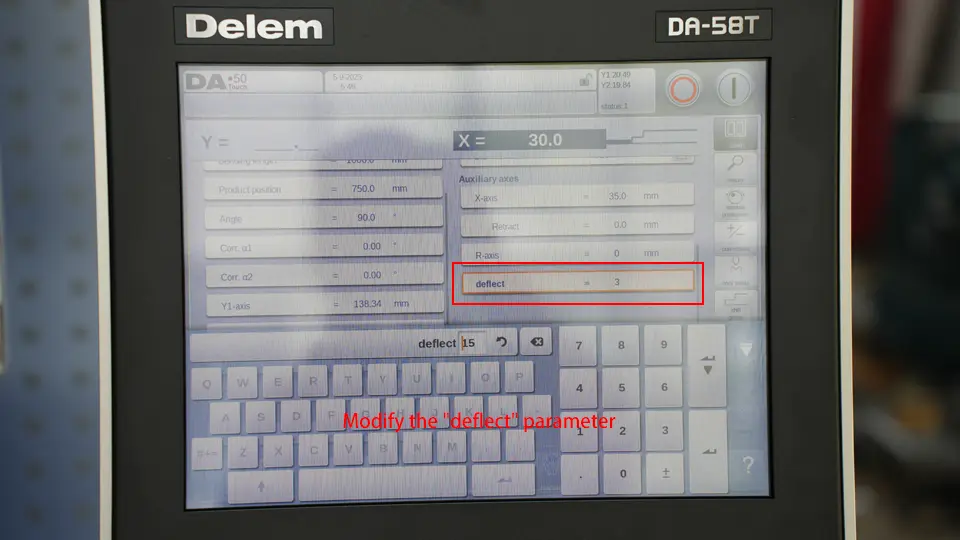 DELEM DA58T CNC Press Brake (Bending Operation Manual) – IV - Pictures 21 Modify the "deflect" parameter