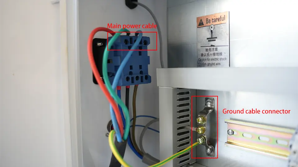 Horizontal V Groover Machine Installation Tutorial - I - Pictures 12 Power socket for KRRASS Horizontal V Groove Machine