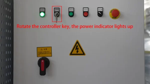 DELEM DA58T CNC Press Brake (finding reference point) – III - Pictures 8 Rotate the controller key, the power indicator lights up