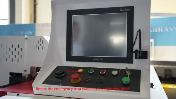 Horizontal V Groover Machine Operation Tutorial - II - Pictures 7 Rotate the emergency stop switch to its original position
