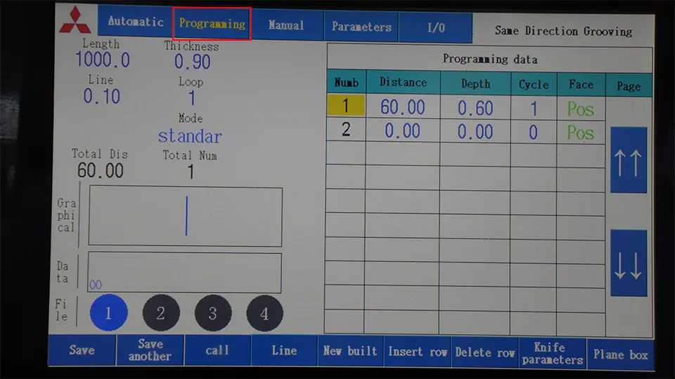 Operation process of vertical v grooving machine - Pictures 15 Select the programming tab