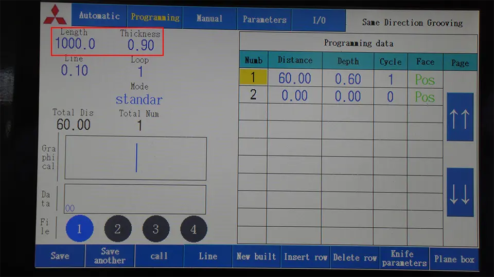 Operation process of vertical v grooving machine - Pictures 16 Set sheet metal length and thickness