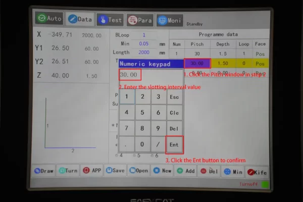 Horizontal V Groover Machine Operation Tutorial - II - Pictures 21 Set the slotting interval of step 2
